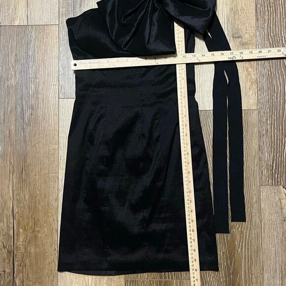 VTG Mac Duggal Couture Sz 6 One Shoulder Bow Cocktail Dress Black Mini Hoco Prom - Picture 7 of 8